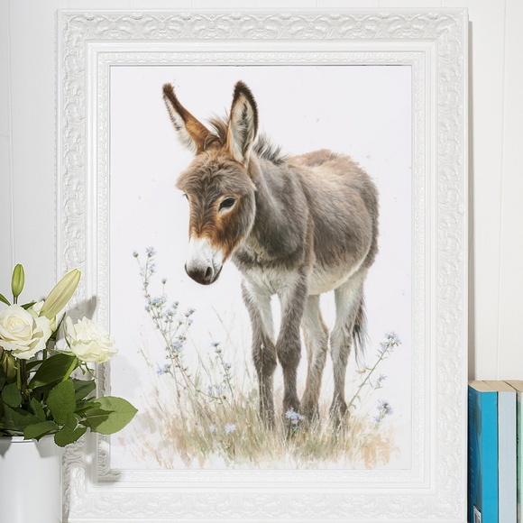 Watercolor Donkey Wall Art Print, Unframed - Charming Farmhouse Decor - Picture 6 of 6